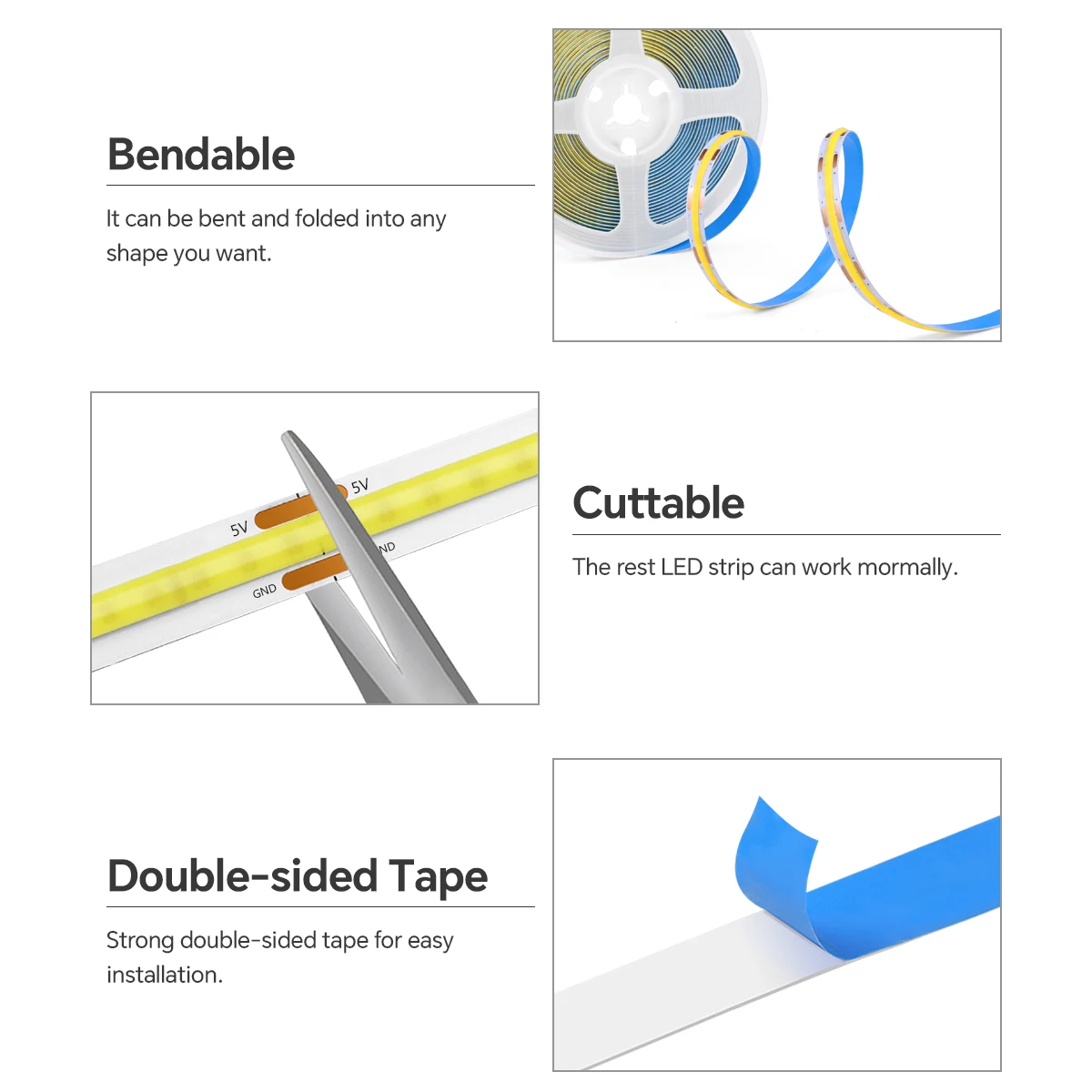 Novel USB LED Light with Vibration Sensor,Tap Twice Consecutively to Turn On of Off,Applicable to Vanity Desk/Mirror Lighting 5V
