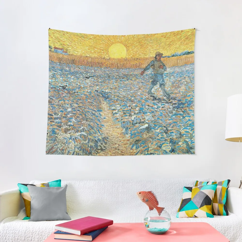 

Van Gogh: Sower at Sunset 1888 Tapestry Room Aesthetic Bathroom Decor Tapestry