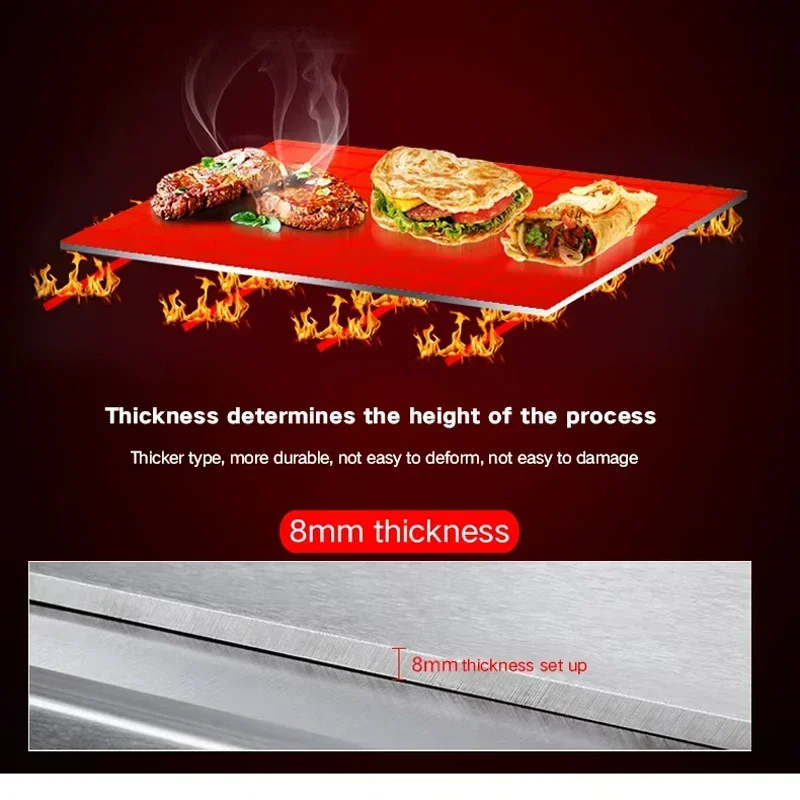 PBOBP 3000W Commercial Electric Griddle Stainless Steel Electric Grill Pan Frying Teppanyaki Electric Griddle