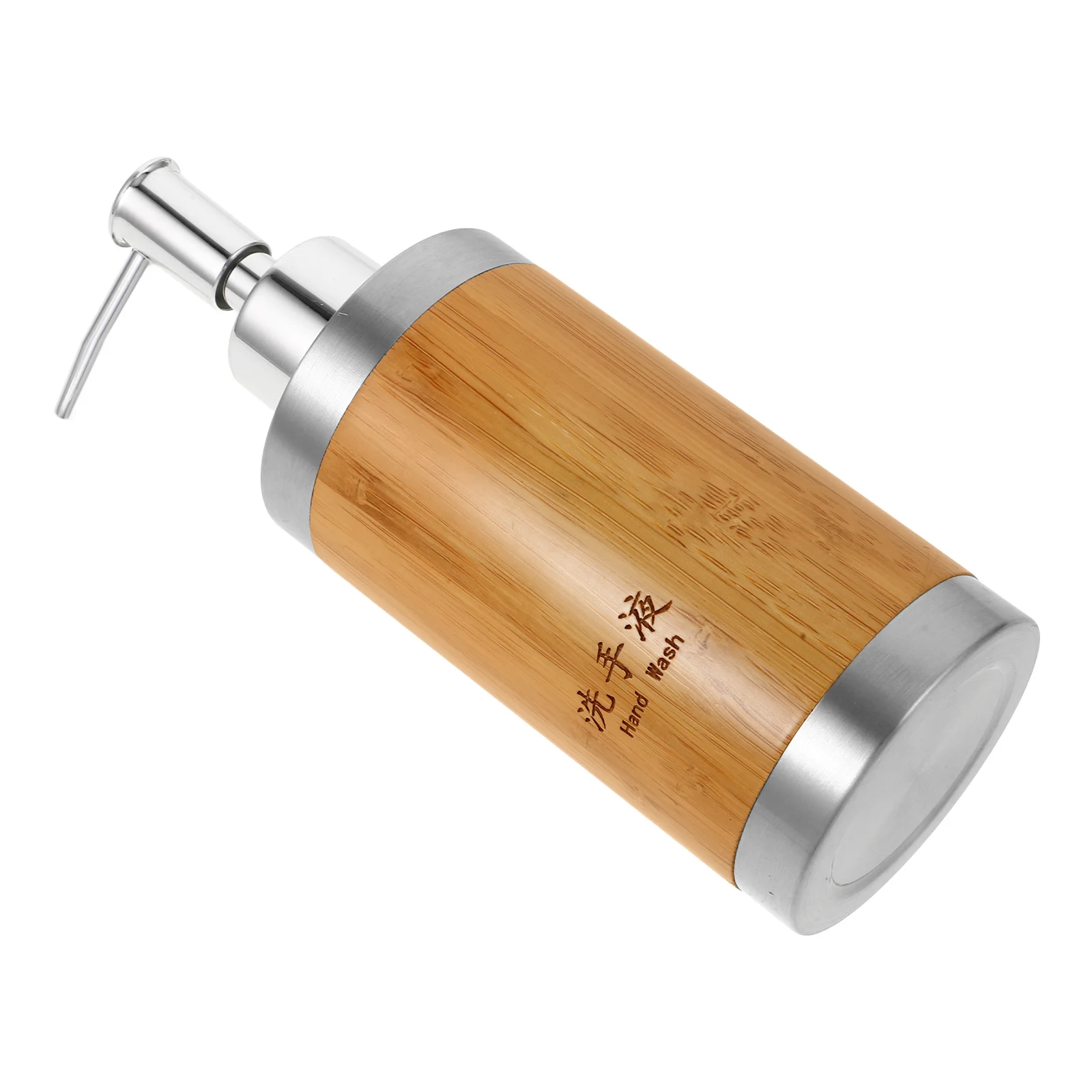 

Press Type Hand Wash Dispenser Plastic Bamboo Soap Container Bathroom Kitchen Storage Bottle for Shampoo Lotion