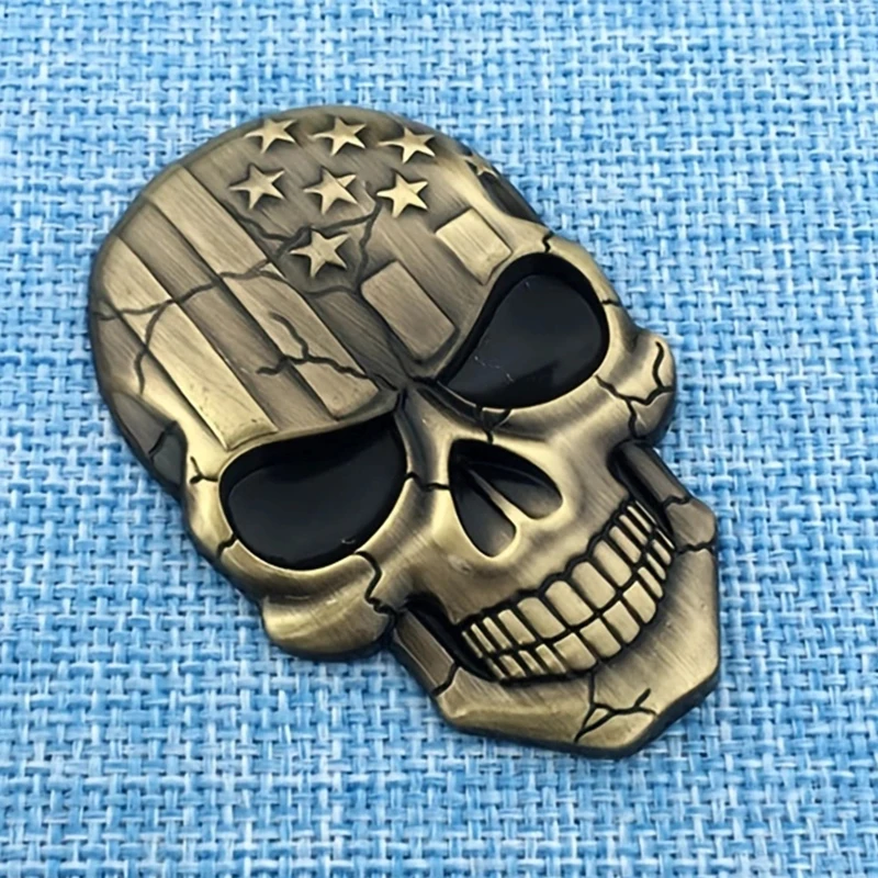 Skull Skeleton USA American Flag Head Auto Heck Emblem Badge Sticker Decal car Fender Auto 3D For all car Bike Motorcycle