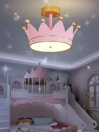 Creative Princess Room children bedroom lamp girl simple personality European cartoon warm crown ceiling lamp