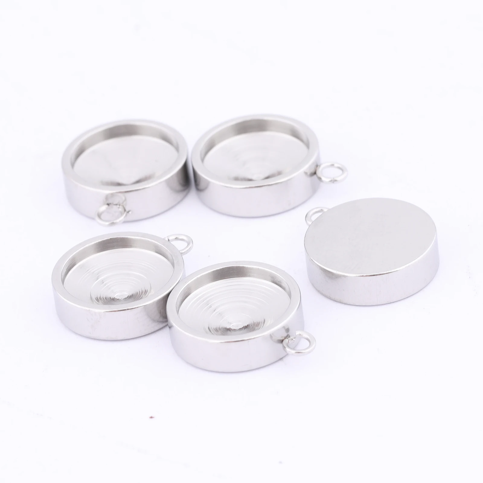 

20pcs Stainless Steel 10mm Pointback Stone Cabochon Base Setting Blanks Diy Charm Pendant Trays For Earrings Jewelry Making