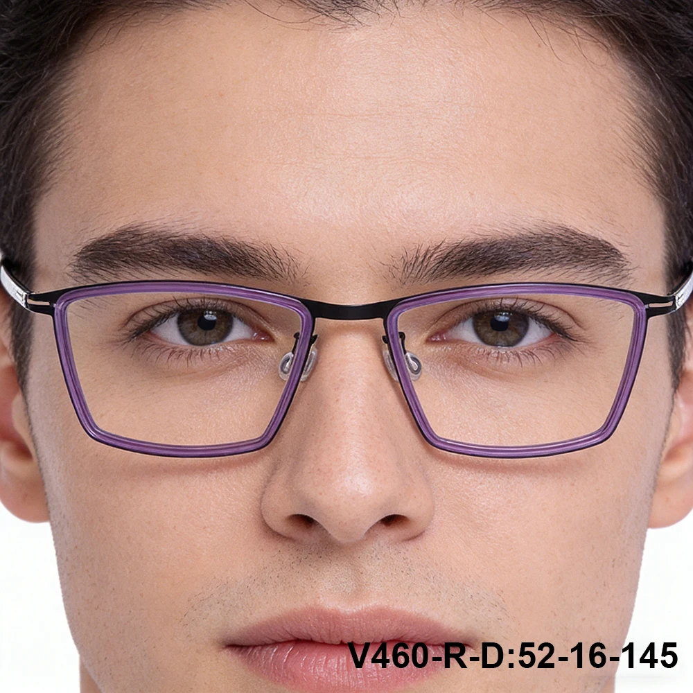 

Vintage Square Titanium Acetate Glasses Frame Men Women V460-R-D Luxury Light Weight Screwless Gold Spectacles Brand Design