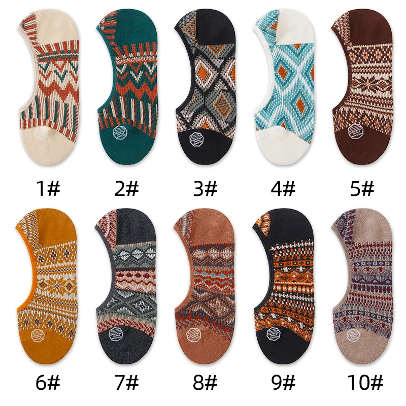 New Summer No Show Socks Men Women Free Size Retro Fashion Harajuku Style 10 Colors No Thread Inside Comfortable