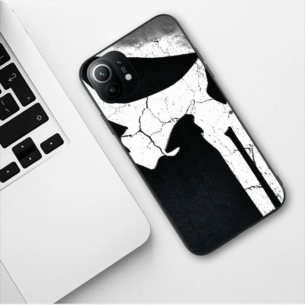 Marvel Punisher Luxury Phone Case For Xiaomi 13 12 11T 9 11 10C 9T 8 9SE 11i Lite Ultra Note10 Poco F3 M4 M3 Pro Black TPU Cover