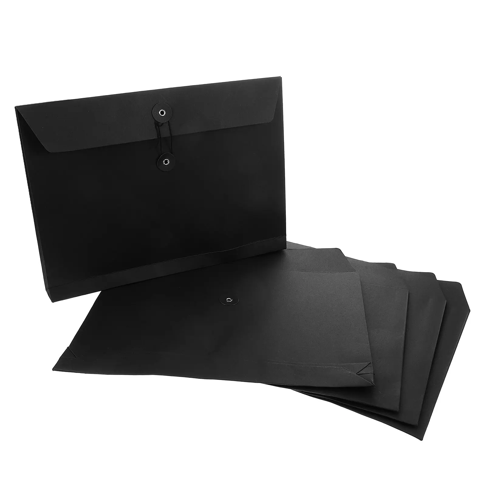 

5Pcs A4 Black Card Envelope Bag Kraft Paper File Organizer Large Capacity for Document Storage Office Business