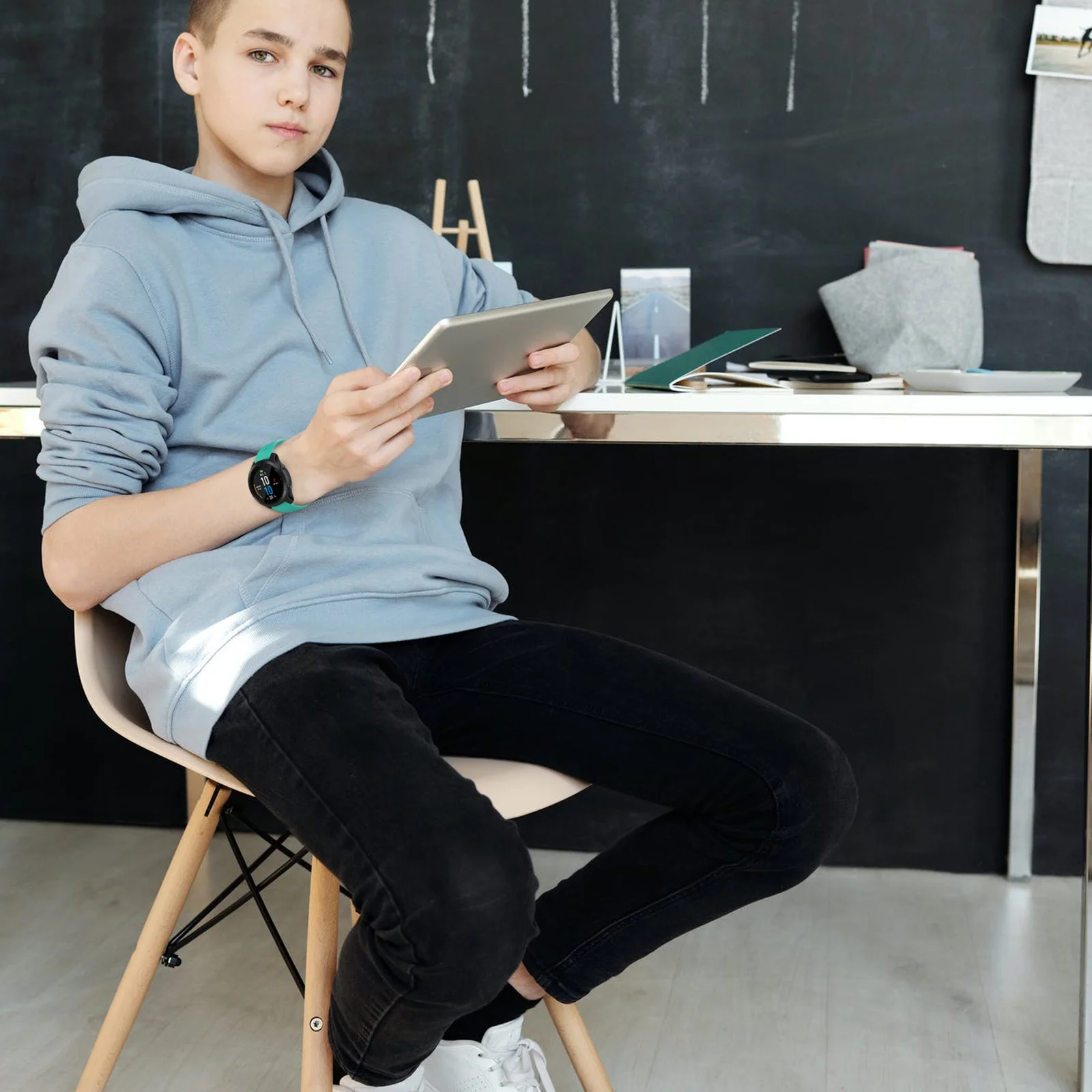 

Light Blue Silicone Watch Strap Pc Hard Rubber Material Breathable Lightweight Adjustable for Forerunner 945 935