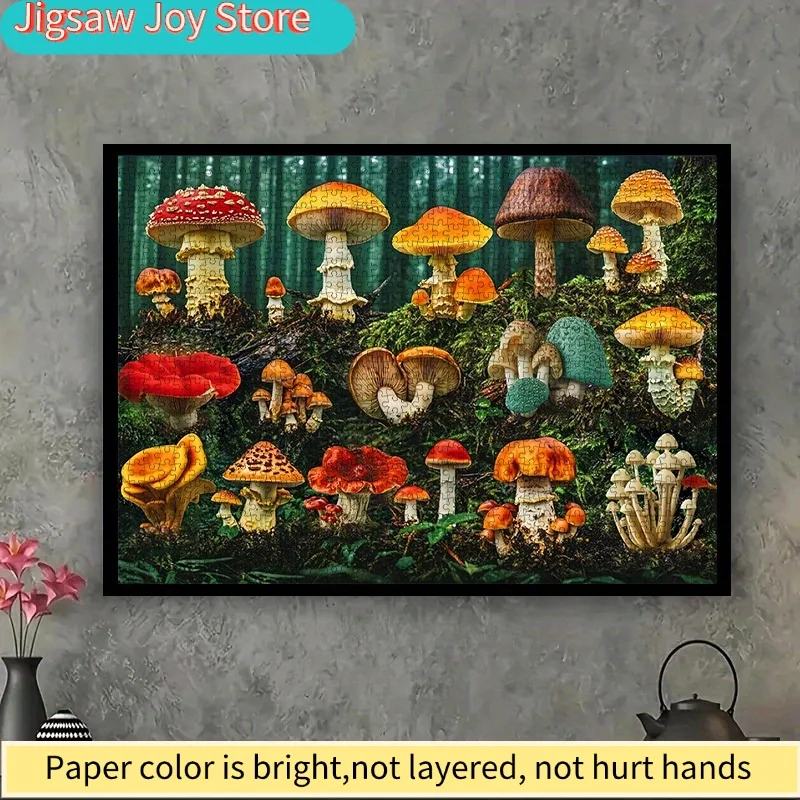 

Colorful Mushroom Collection in Forest Jigsaw Puzzle Adult Nature Theme Intellectual Game Home Leisure Decorative Puzzle Toy
