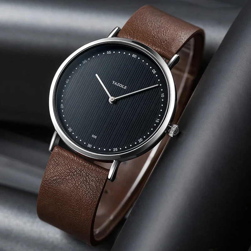 YAZOLE Men's Watches Classic Black Brown Quartz Wrist Watches for Men Women Leisure Simple Man Watch Clock Gift Reloj Hombre