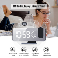 Digital Projection Alarm Clock with Mirror Surface 4-in-1 Projector Clock FM Radio LED Display for Bedroom Kids Room Living