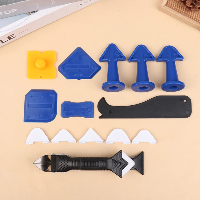 15PCS Caulk Nozzle Applicator Silicone Scraper Sealant Caulking Smooth Remover Tools Kit Floor Caulk Finisher Grout Accessoriess