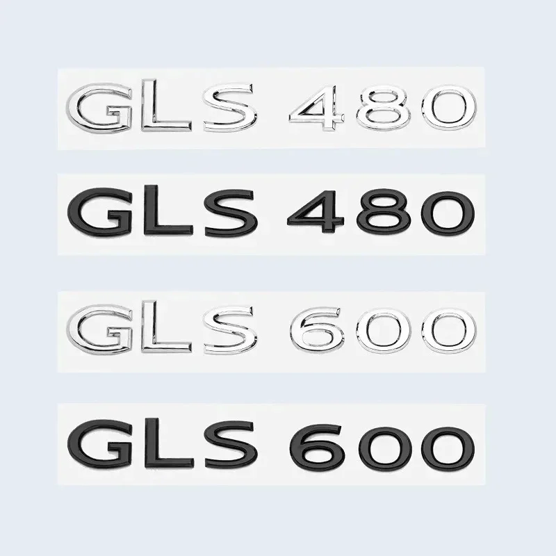 Chrome Black Letters GLS480 GLS600 V12 Emblem for Mercedes Benz GLS Class Car Fender Trunk Rear X167 Logo Sticker Accessories