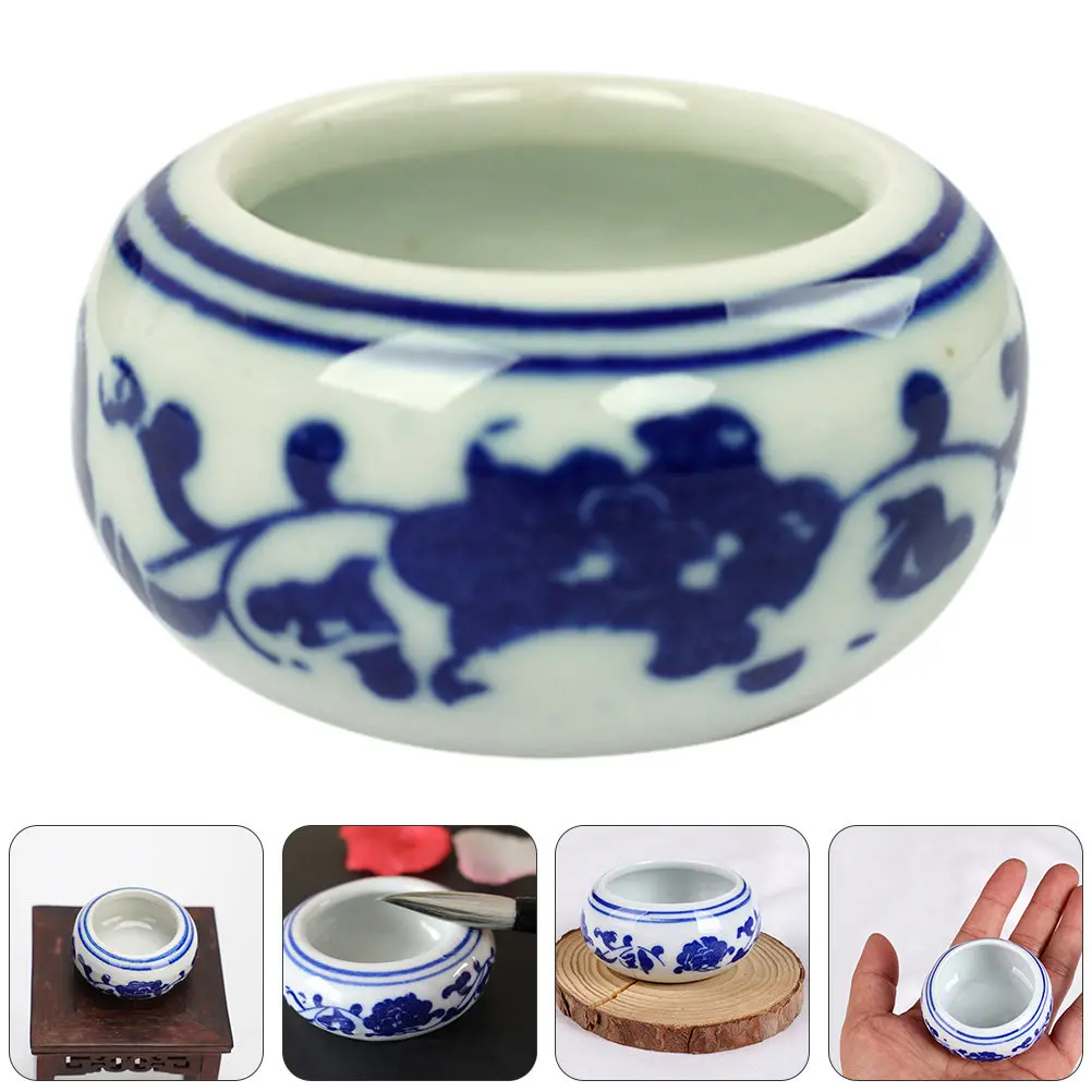 

6Pcs Premium Ceramic Ink Dish Creative Calligraphy Brush Tray Smooth Surface Lightweight Portable Ink Bowl Study Room Decor