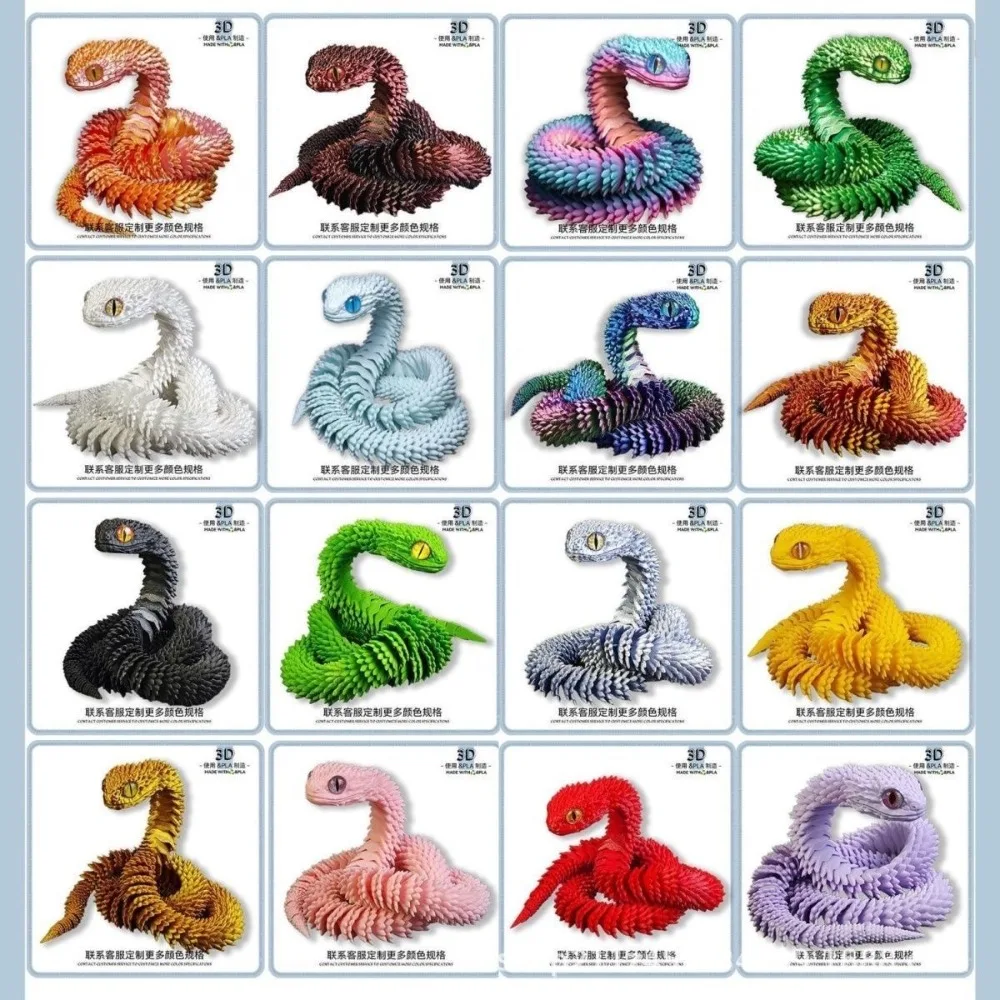 فايبر ثلاثية الأبعاد مطبوعة ثعبان العام لعبة اليدوية ثعبان البيض مجموعة مشتركة نماذج للحيوانات محاكاة لعبة ثعبان صغير