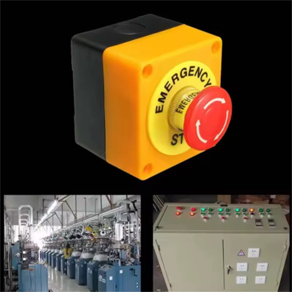 LA38 Emergency Stop Button Box 22mm Twist Reset E-Stop Control Station IP65