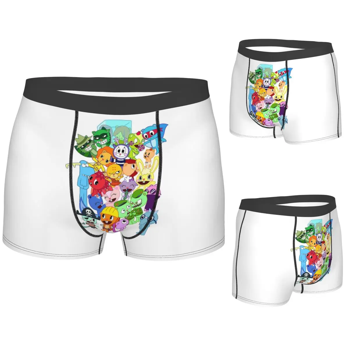 

Трусы-боксеры, шорты Happy Tree Friends, трусики с любыми персонажами, мужское мягкое нижнее белье для мужчин, подарок бойфренду