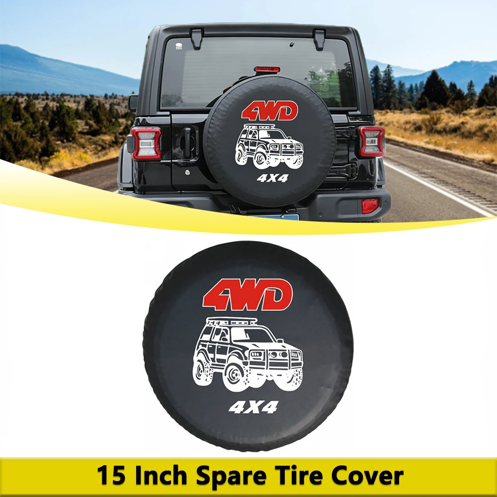 

15" Tailgate Spare Tire Cover Bag for Jeep Wrangler TJ JK JL 4x4 Off-road 15Inch Spare Wheel PVC Leather Cover Car Accessories