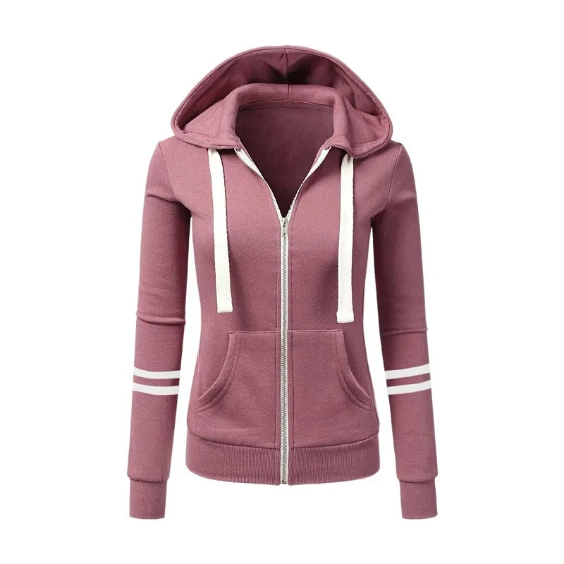 Spring Autumn Women's Sports Cardigan Zipper Hooded Sweatshirt Casual Streetwear Women Long Sleeve Jacket Coat