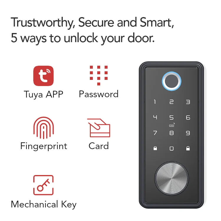 High Security Fingerprint Password TTLOCK Tuya IC CARD Digital Smart Deadbolt Door Lock