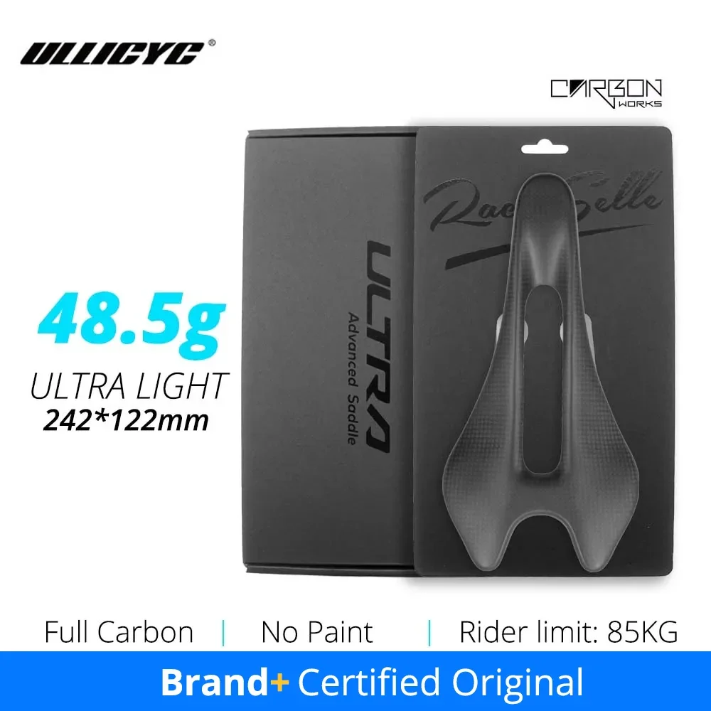 

ULLICYC Ultralight Raw Full Carbon Saddle 3K Weave 48g Oval 7*9(mm), 242*122(mm) Cushion for Road MTB Gravel Urban Bike Parts