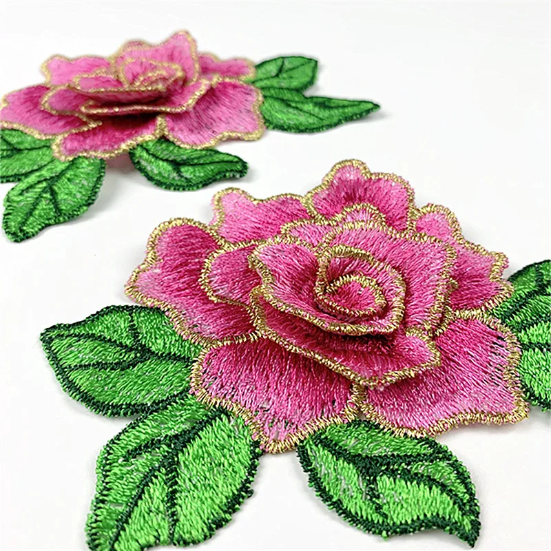 CHICKNIT Mode 7x10cm bestickte 3D-Spitzenblume gelb rot DIY Neue Tanzrock-Partykleidung Accessoires CA16 – Detail 4