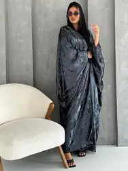 Ramadan Shiny Satin Open Kimono Abaya Dubai Luxury 2024 Abaya musulmano per le donne abito caftano Islam abbigliamento Robe Femme Musulmane