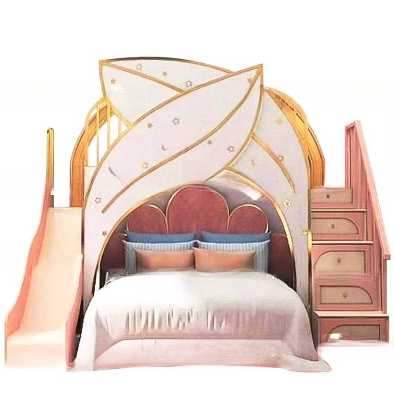 

Girl Room Princess B ed Petal Be d Pink Bunk B e d Solid Wood High and Low Be d Sli de