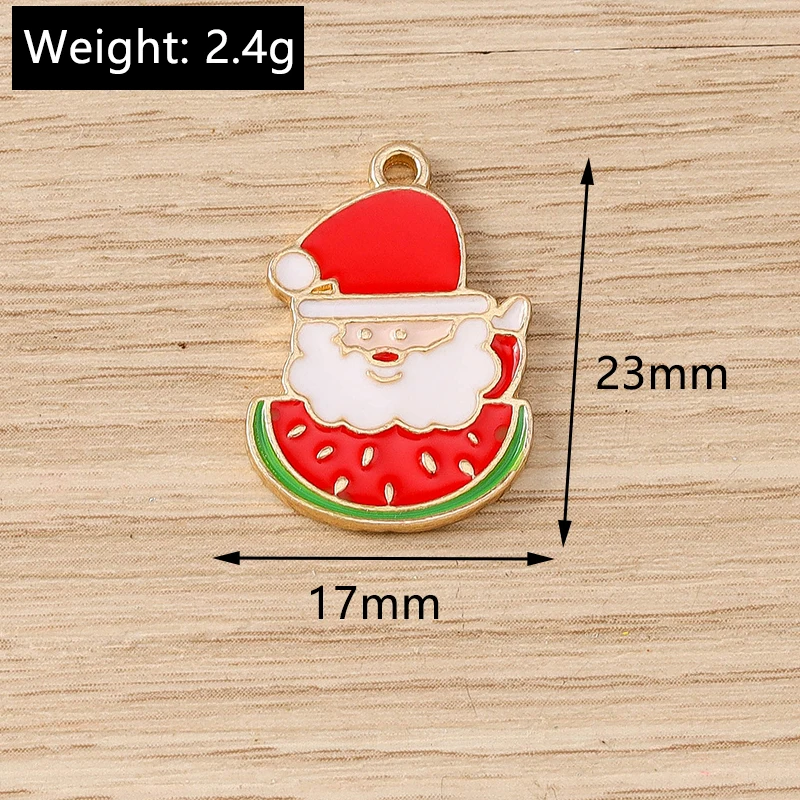 10 Stück gemischte niedliche Emaille-Anhänger mit Weihnachtsbaum-, Glocken- und Weihnachtsmann-Motiven für die Schmuckherstellung, Ohrringe, Halsketten, DIY-Bastelzubehör – Detail 14