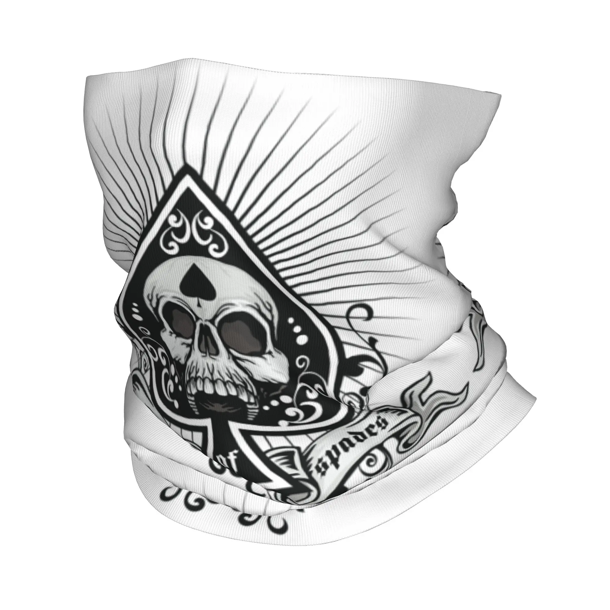 Ace Of Spades Goth Neck Gaiter Men Women Windproof Winter Heavy Metal Punk Rock Music Skullies Bandana Scarf for Ski