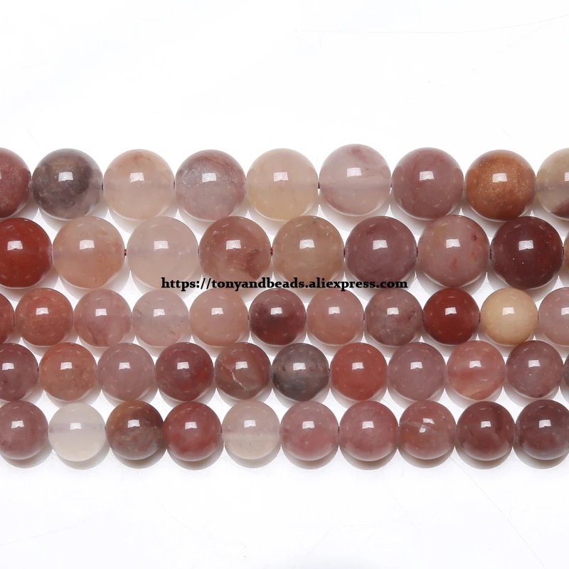 Natural Stone Purple Strawberry Quartz Round Loose Beads 15\