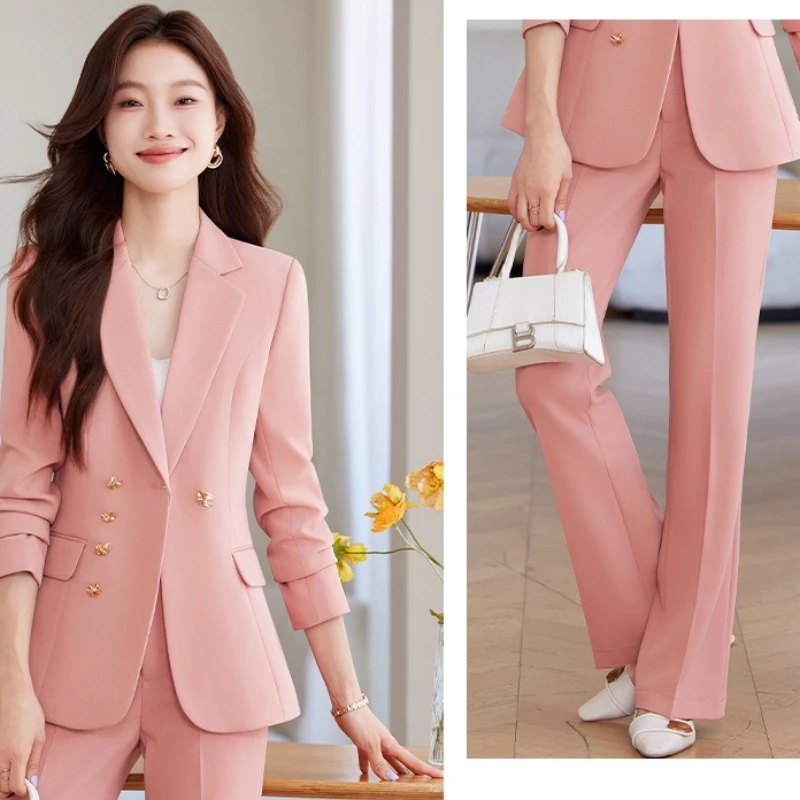 الخريف الشتاء طويلة الأكمام المرأة الرسمية بدل رجالي الإناث السيدات الأعمال ملابس العمل 2 قطعة مجموعة السترة وبنطلون النساء الملابس