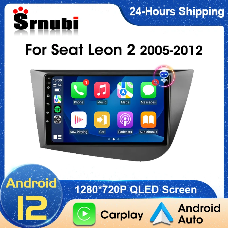 

Srnubi 9" 2Din Android 12 Car Radio Multimedia Video Player For Seat Leon 2 MK2 2005 - 2012 Navigation GPS 4G Carplay Head Unit