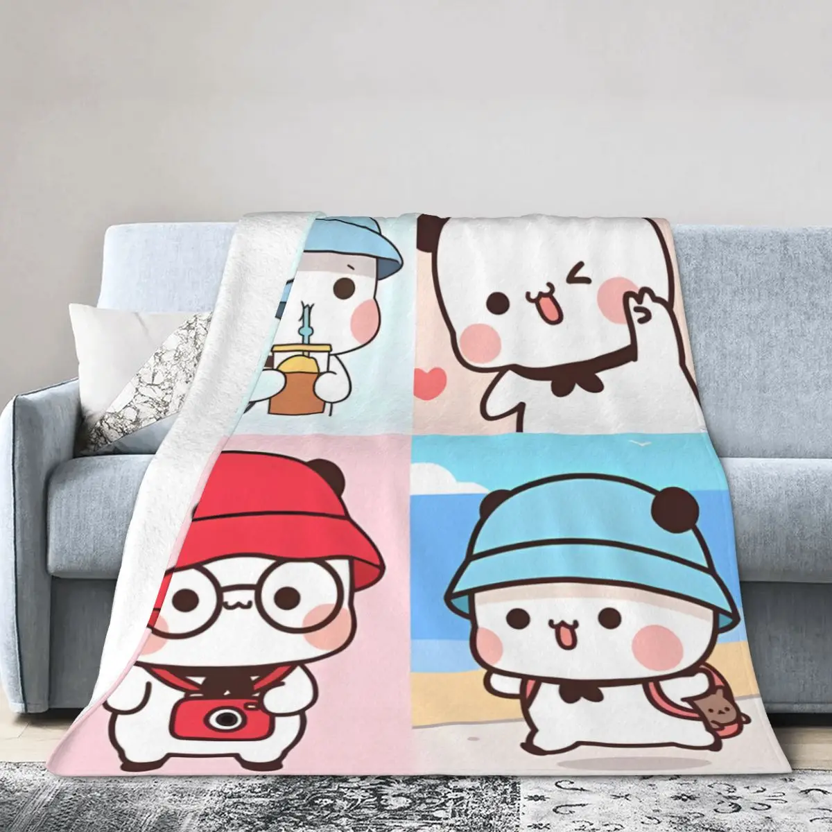 

DuDu Bear And BuBu Bear Blanket Sofa Bedroom Bed Home Office Nap Blanket Car Travel Picnic Blankets Gift