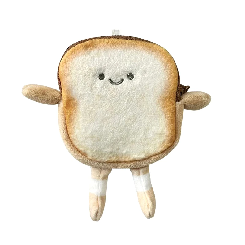 Kawaii тост плюшевый кошелек для монет креативный милый чехол для монет с хлебом мини-кошелек держатель для карт брелок для наушников сумки кулон новый