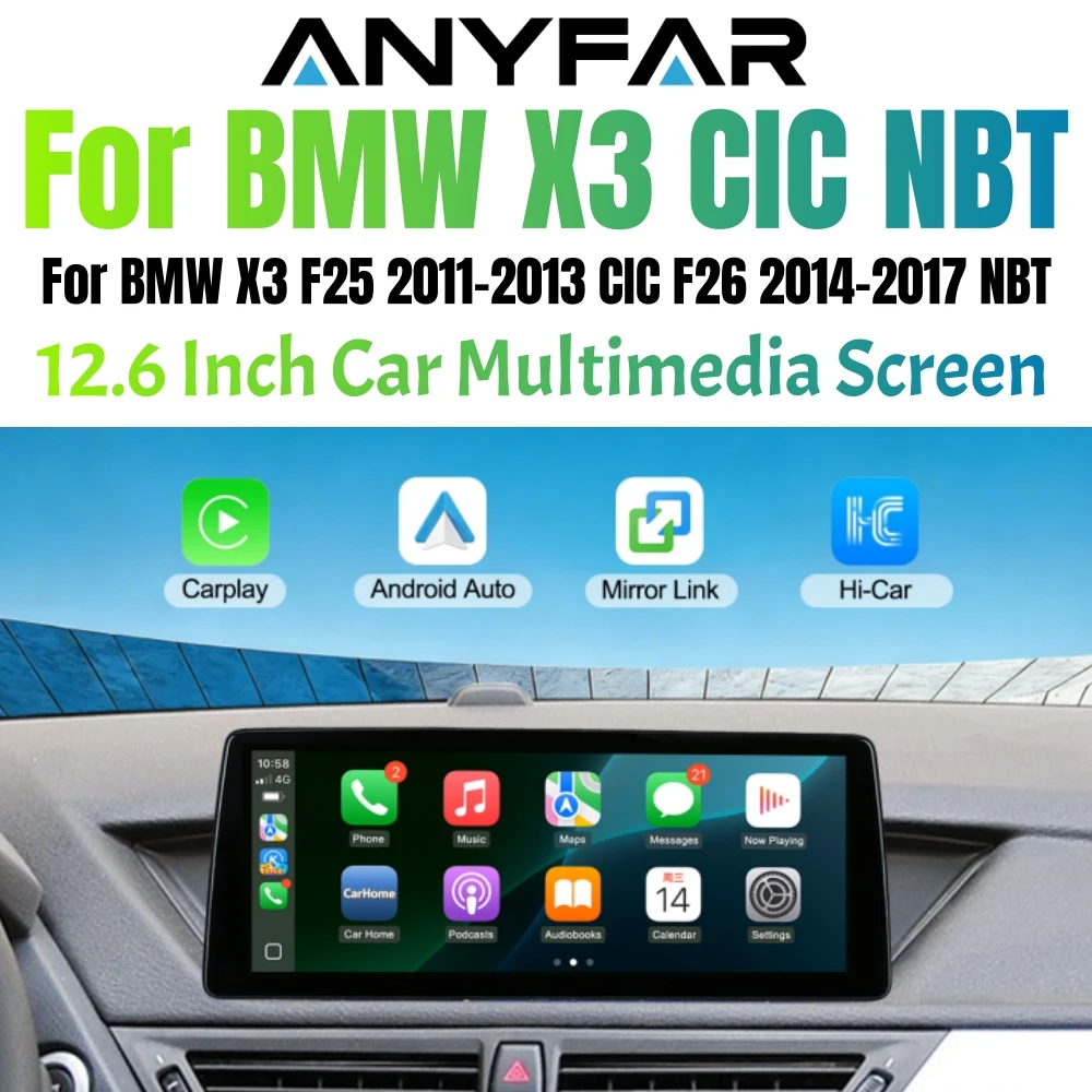 12.6 inch Ultra Wide Linux Screen Upgrade For BMW X3 F25 2011-2013 CIC F26 2014-2017 NBT Wireless Carplay Android Auto