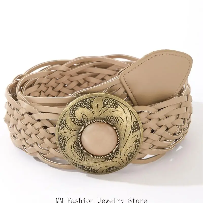 Adjustable Braided Belt For Men Women Comfortable Carved Fashion Waist Girdle D0UB