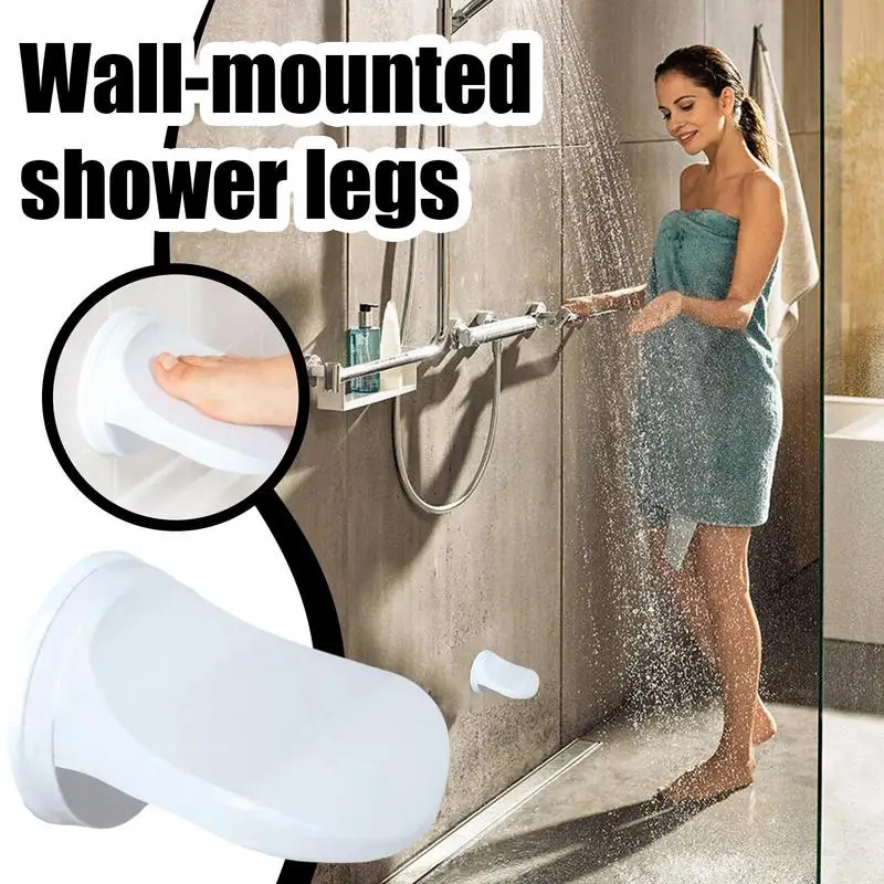 

Shower Footrest Suction Cup PVC Footstool For Bath Compact Design Wall Mounted Leg Support Footstool For Bathroom Apartment Home