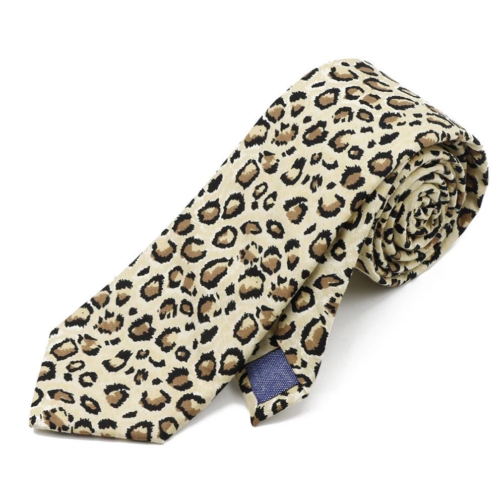 ربطة عنق قطنية كلاسيكية فنية بطبعة الفهد مقاس 7 سم للرجال والنساء، ربطة عنق رائعة، هدية لحفلات الزفاف