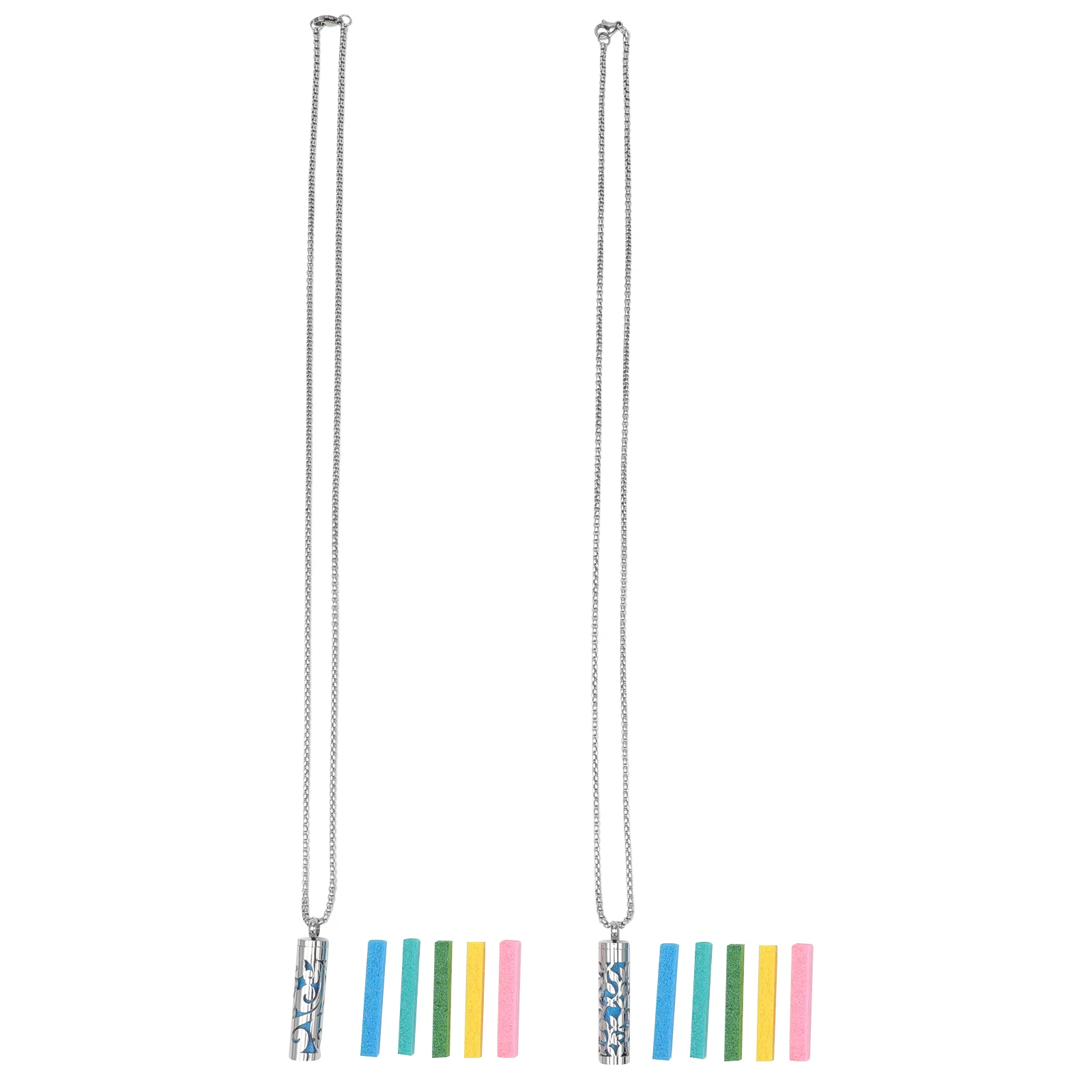 

Aromatherapy Necklace Men Pendant 2 Sets Fragrance Decor Gift Stylish Stainless Steel Body Jewelry Lightweight Compact