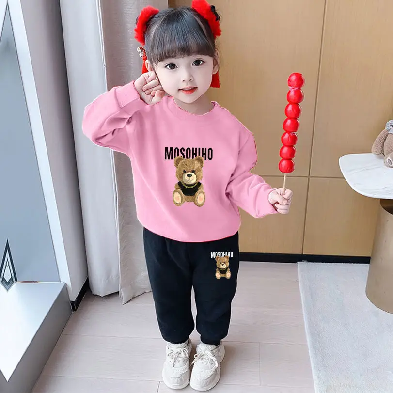 

Children Clothing Sets Girl Sport Sweater Bear Outfits Mother Kids Boy Clothes Baby Hoodie Long Sleeve Tops Pants Suits 2pcs