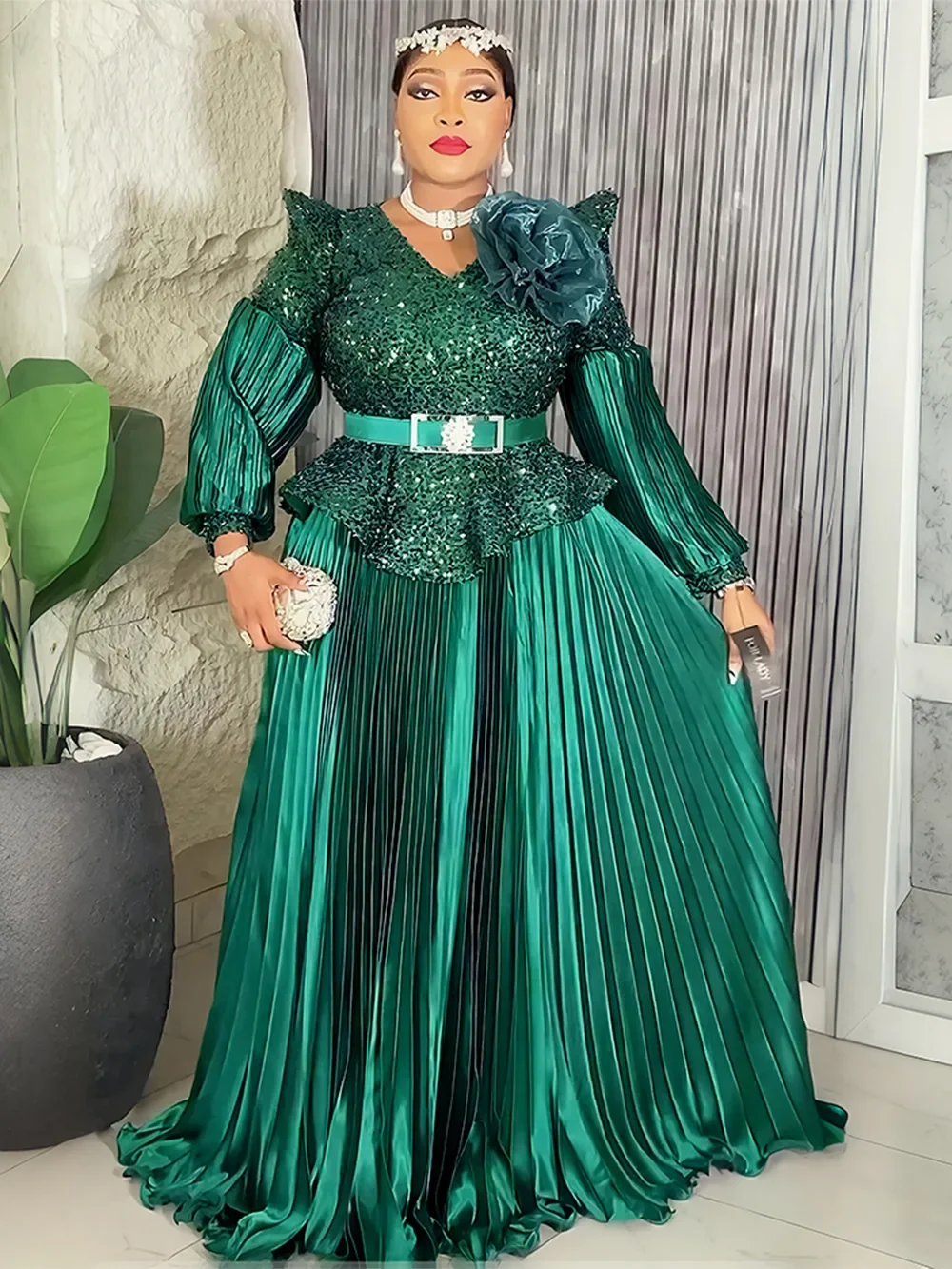 

Plus Size Evening Dresses for Women African Luxury Solid Gown Elegant Turkey Wedding Party Long Dress Ankara Ladies Clothing