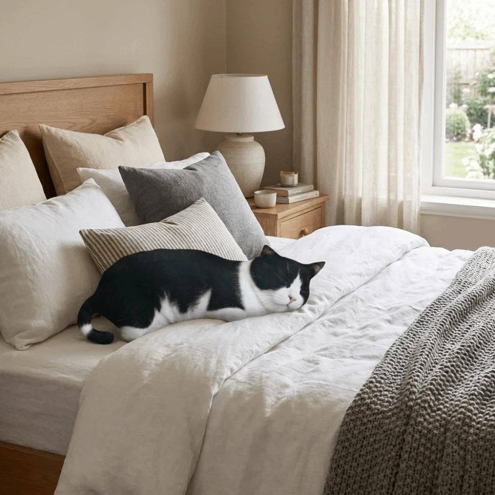 Cute Super Soft Simulated Cat Cushion Cartoon PP Cotton Filled Sleep Cushion Lifelike Realistic Stuffed Animal Gift