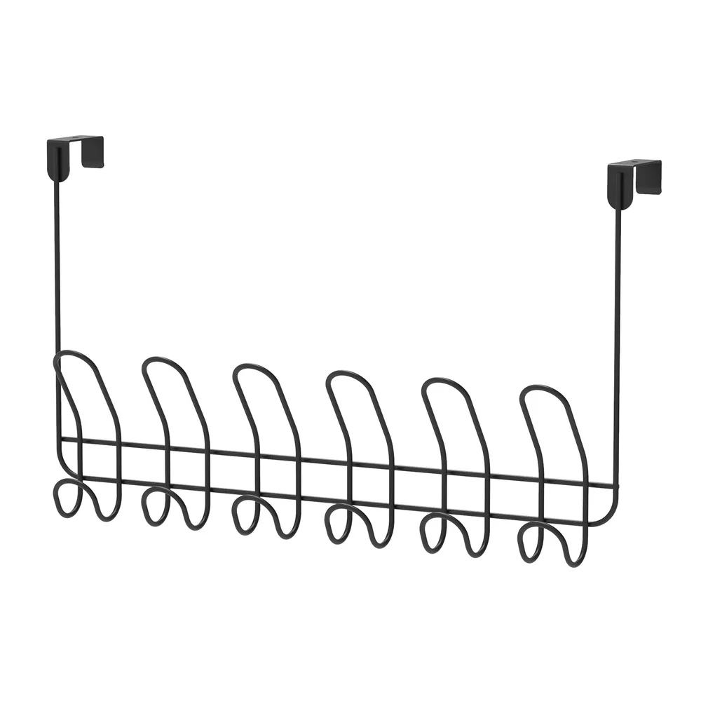 Over-the-Door 6 Double Hooks Towel Rack Organizer Perfect Towels Robes Clothes No Tools Installation Damage-Free Foam Pads