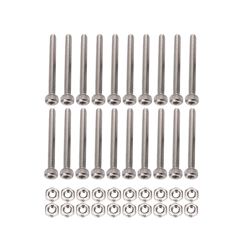 

M2 x 20mm Long Hex Socket Knurled Cap Screws Bolts Nuts Set 20Pcs