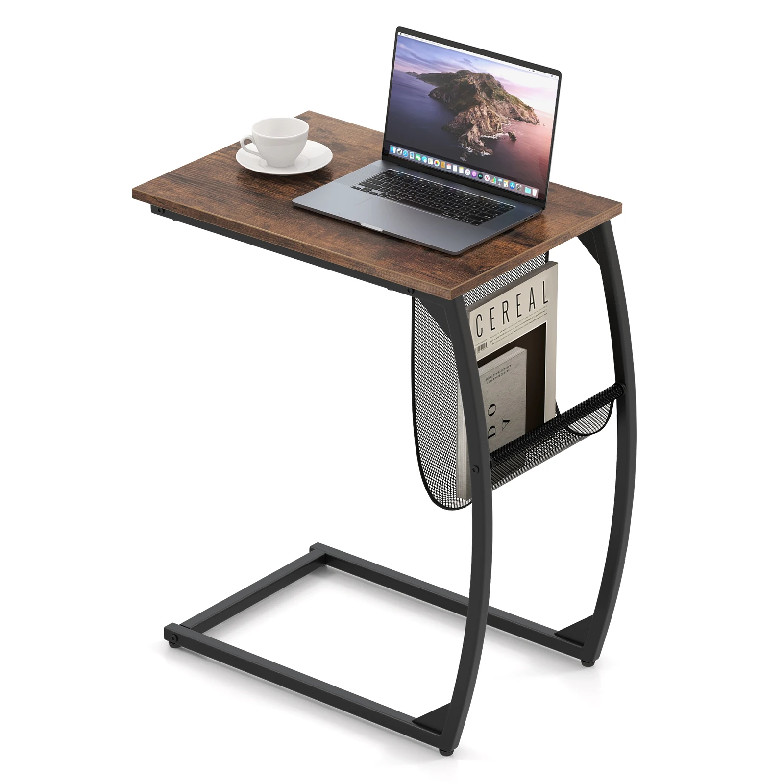 Side Table Wood Metal Side bag Laptop Table C Shaped Sofa Table Industrial Design coffee Table bed Table for Sofa