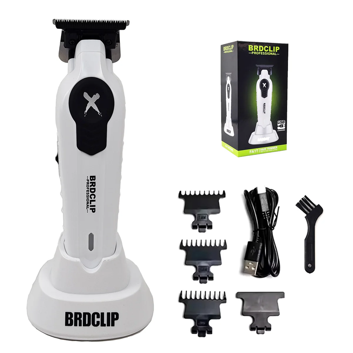Neues Upgrade 7700 U/min BRDCLIP FA1T Weißer professioneller Haarschneider Barber Gradient 1600 mAh elektrischer Haarschneider mit Ladestation