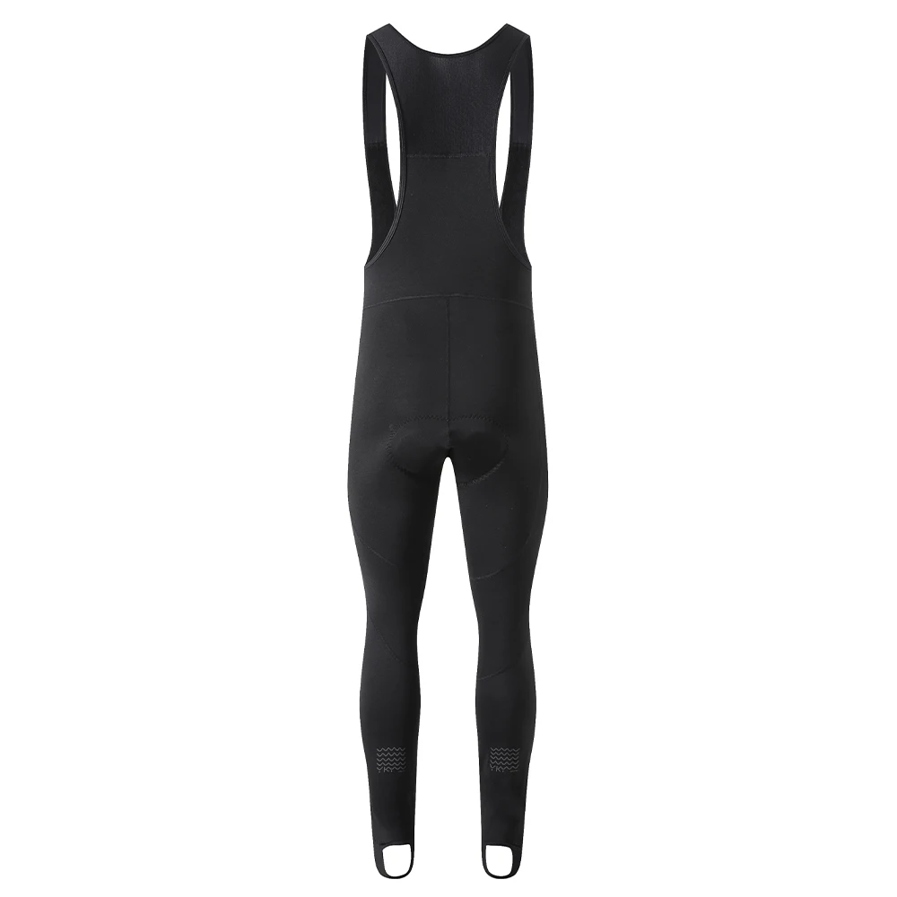 YKYWBIKE Herren Winter Radsport Lange Latzhose Tights 5-15 ° C Thermo-Fleece Rennrad-Langhose MTB Mountainbike Trägerhose – Detail 4