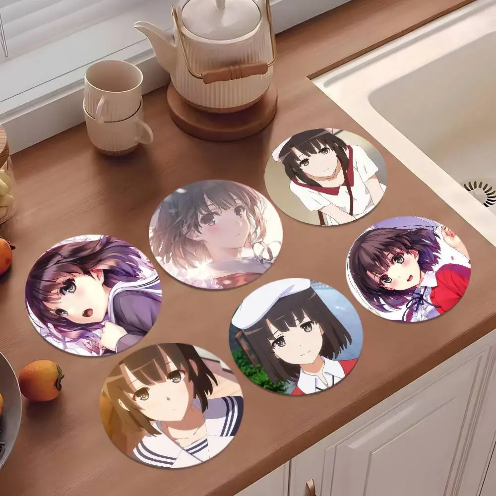 1pc Megumi Kato Cartoon Anime Characters Coasters 10cm Round