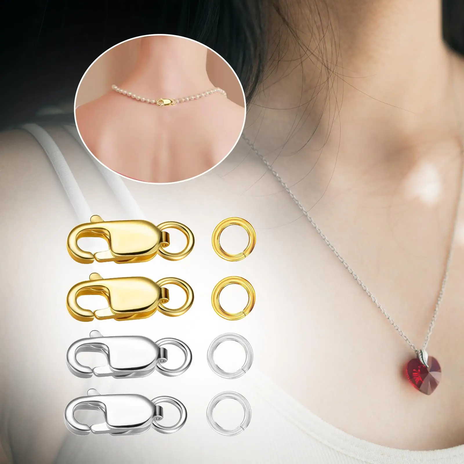 Lobster Claw Clasp Set Keychain Beads Jewelry Connector Kit for DIY Beading Bracelet Necklace Accessories